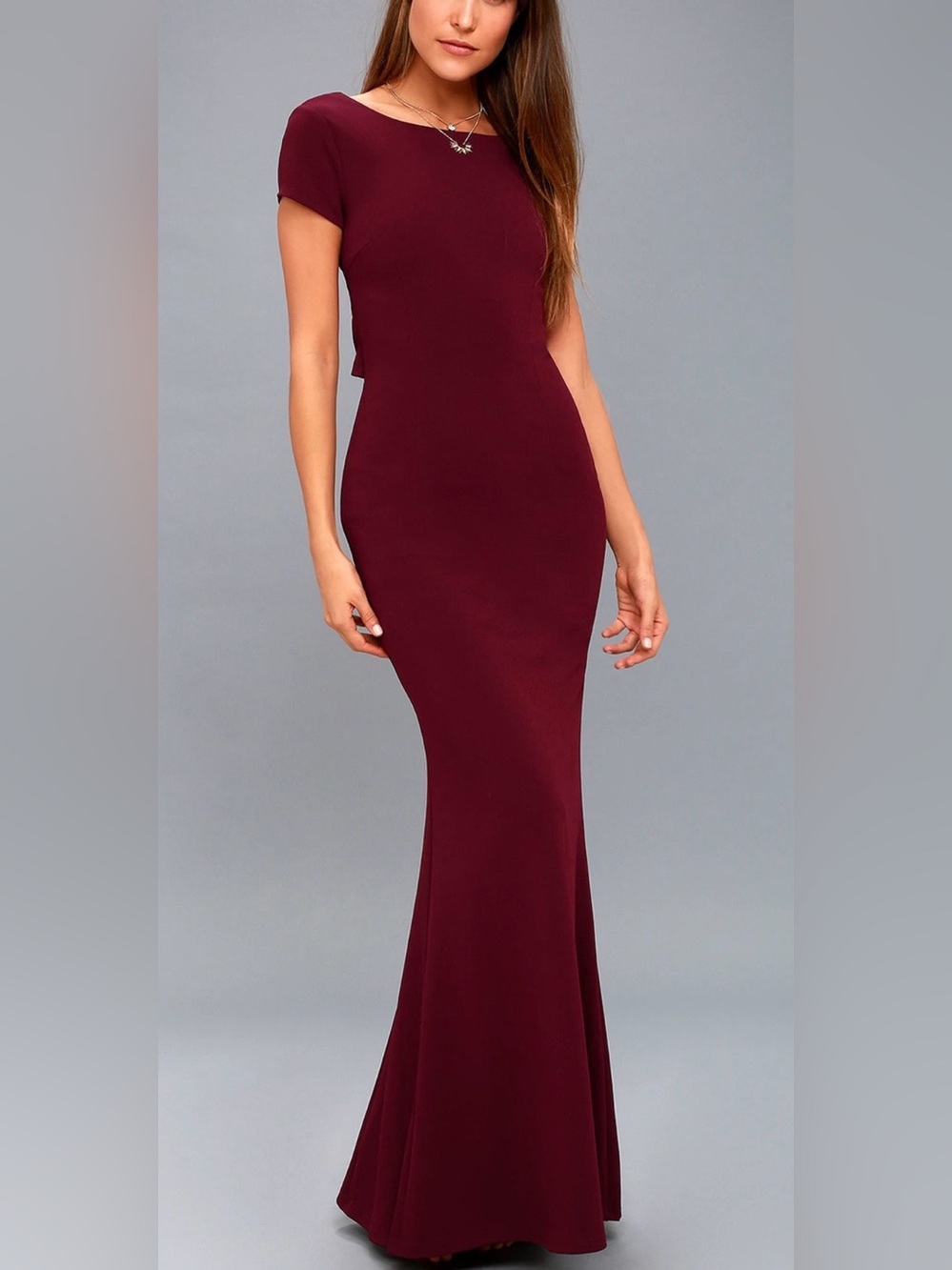 Lulu's Endless Love Burgundy Backless Maxi Dress Size XS